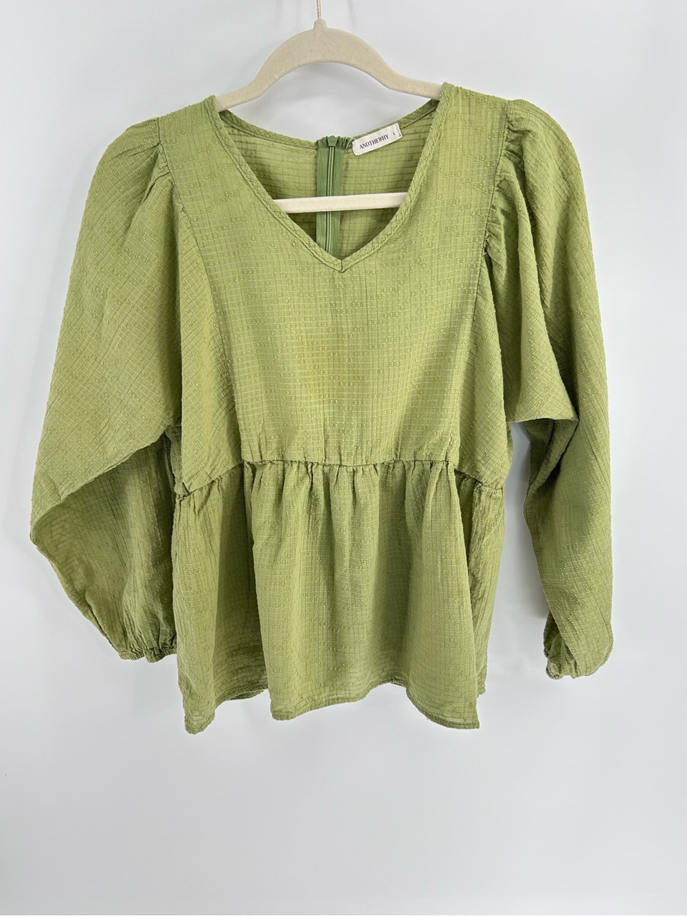 ANDTHEWHY Green Peplum Cottagecore Blouse - Size Large‎